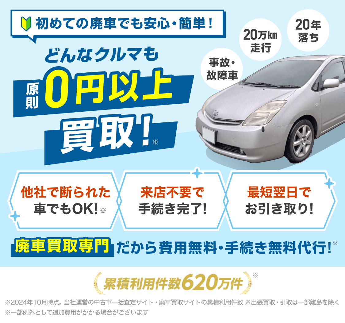 ☆廃車､車輌買取無料引取り致します！ 買取¥11､000以上⤴️(故障車.不動車含む) 廃車買取・廃車手続きなら【車選びドットコムの廃車買取】高価買取中！